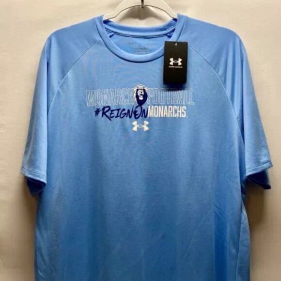 Under Armour Monarch Football Large Old Dominion ODU Carolina Blue Tech Tee NWT - Picture 2 of 14
